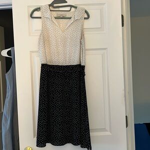 LOFT BLACK AND WHITE DOTS DRESS